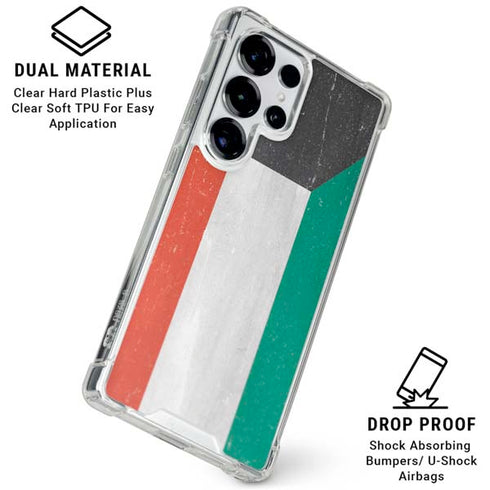 Kuwait Flag Distressed Galaxy S25 Ultra Clear Case